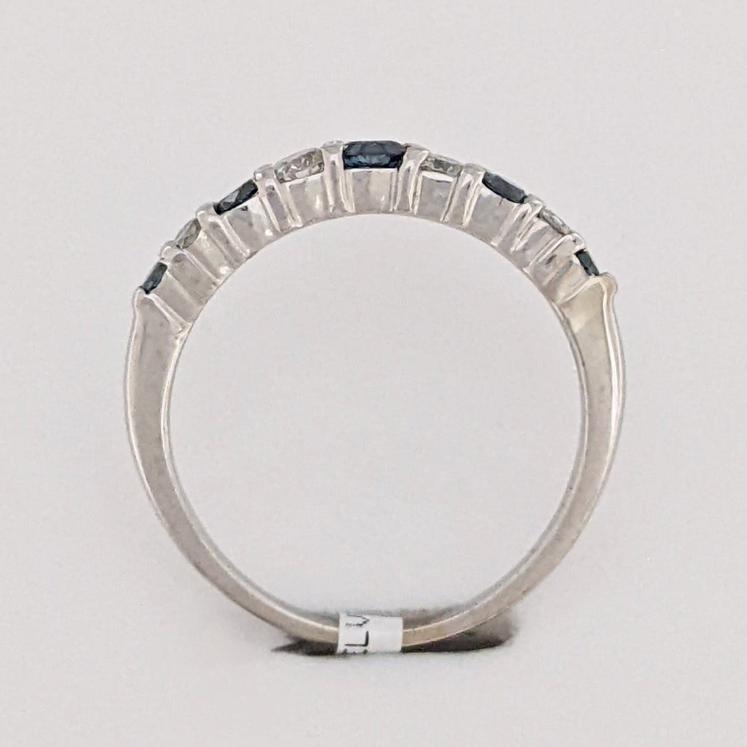14K WHITE .36 CARAT TOTAL WEIGHT SI2 I DIAMOND ROUND (4) BLUE (5) ESTATE CURVED BAND 1.5 GRAMS