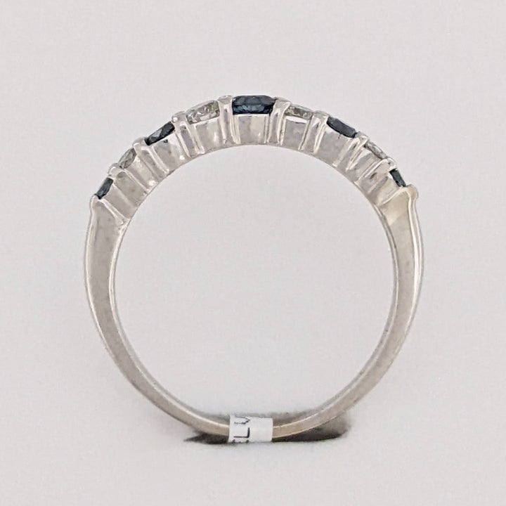 14K WHITE .36 CARAT TOTAL WEIGHT SI2 I DIAMOND ROUND (4) BLUE (5) ESTATE CURVED BAND 1.5 GRAMS