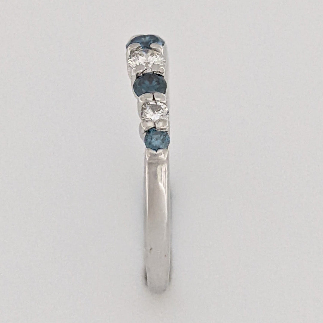 14K WHITE .36 CARAT TOTAL WEIGHT SI2 I DIAMOND ROUND (4) BLUE (5) ESTATE CURVED BAND 1.5 GRAMS