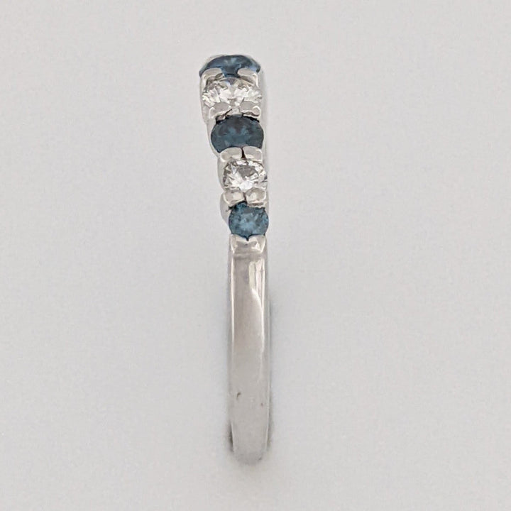 14K WHITE .36 CARAT TOTAL WEIGHT SI2 I DIAMOND ROUND (4) BLUE (5) ESTATE CURVED BAND 1.5 GRAMS