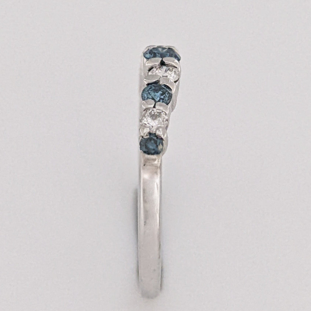 14K WHITE .36 CARAT TOTAL WEIGHT SI2 I DIAMOND ROUND (4) BLUE (5) ESTATE CURVED BAND 1.5 GRAMS