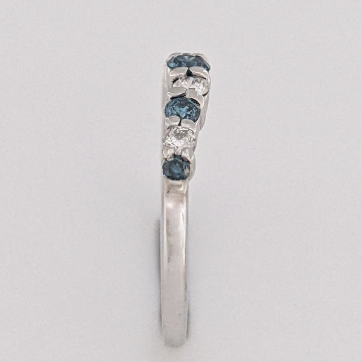 14K WHITE .36 CARAT TOTAL WEIGHT SI2 I DIAMOND ROUND (4) BLUE (5) ESTATE CURVED BAND 1.5 GRAMS