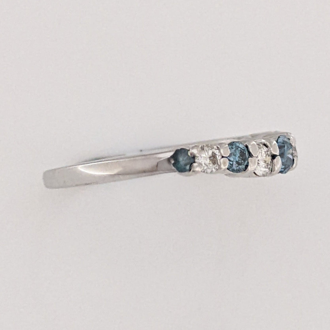 14K WHITE .36 CARAT TOTAL WEIGHT SI2 I DIAMOND ROUND (4) BLUE (5) ESTATE CURVED BAND 1.5 GRAMS