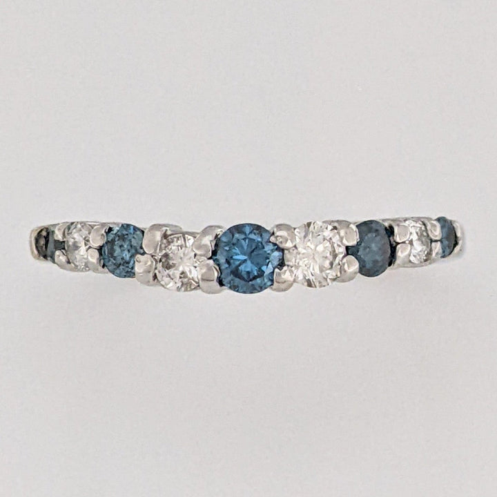14K WHITE .36 CARAT TOTAL WEIGHT SI2 I DIAMOND ROUND (4) BLUE (5) ESTATE CURVED BAND 1.5 GRAMS