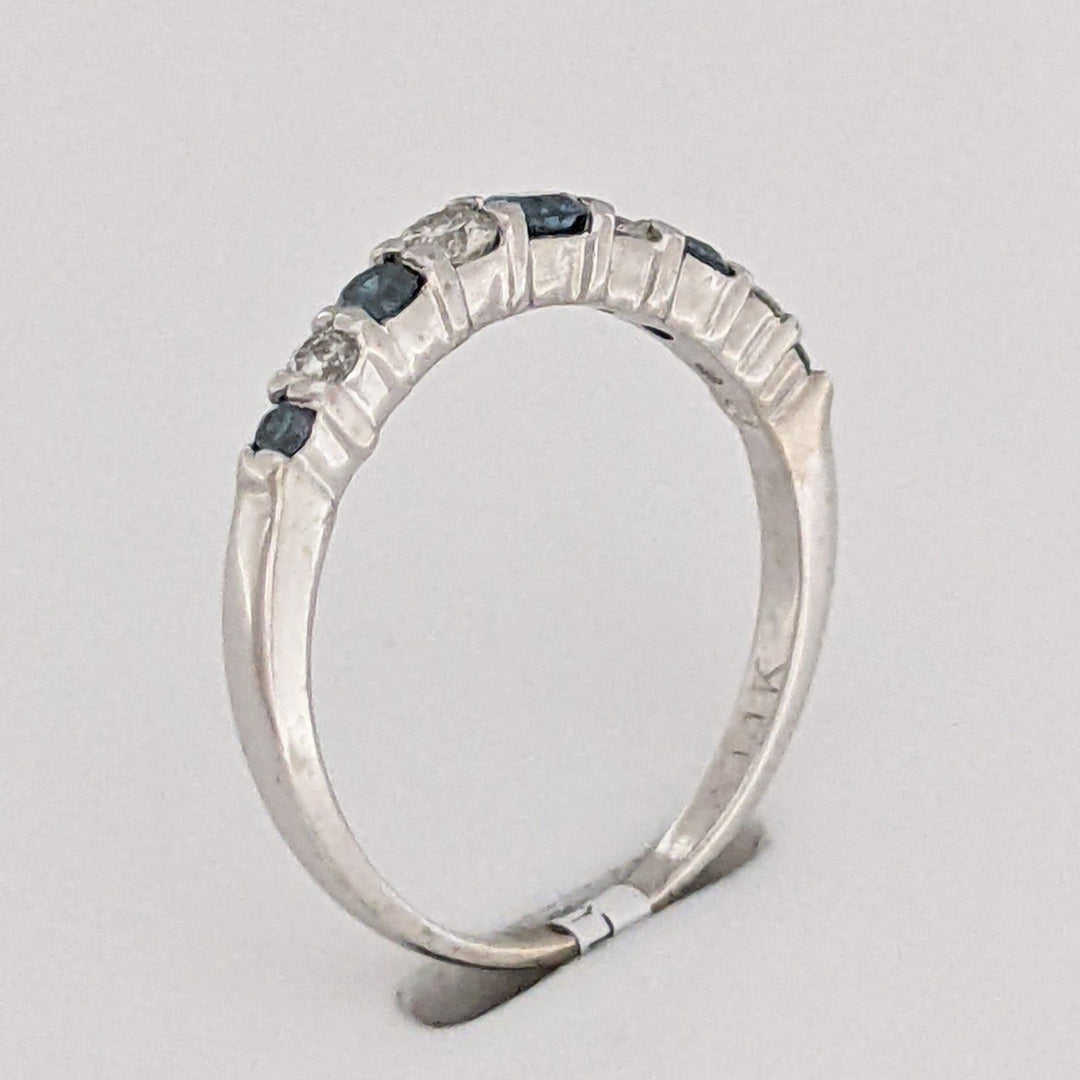 14K WHITE .36 CARAT TOTAL WEIGHT SI2 I DIAMOND ROUND (4) BLUE (5) ESTATE CURVED BAND 1.5 GRAMS
