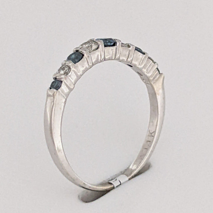 14K WHITE .36 CARAT TOTAL WEIGHT SI2 I DIAMOND ROUND (4) BLUE (5) ESTATE CURVED BAND 1.5 GRAMS