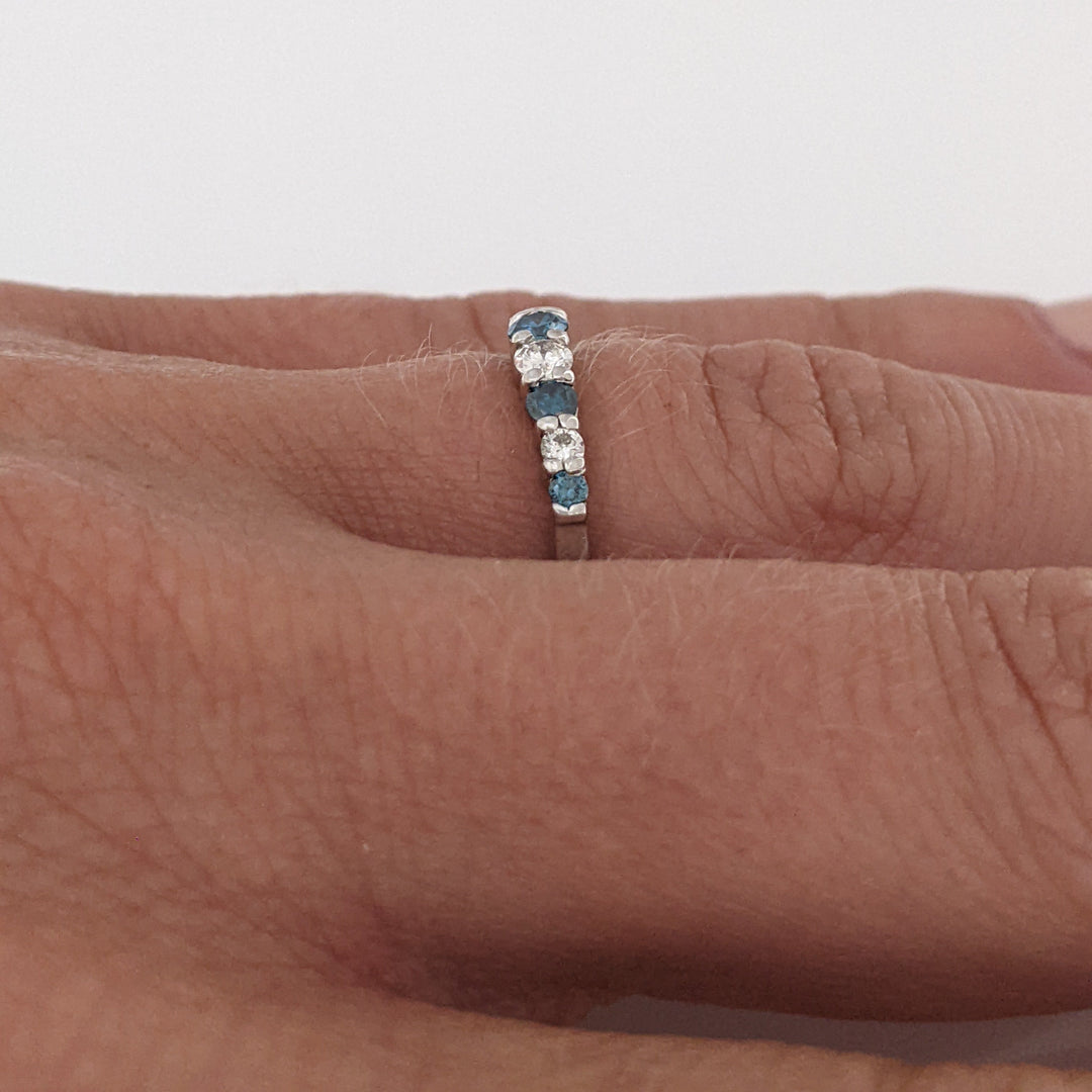 14K WHITE .36 CARAT TOTAL WEIGHT SI2 I DIAMOND ROUND (4) BLUE (5) ESTATE CURVED BAND 1.5 GRAMS