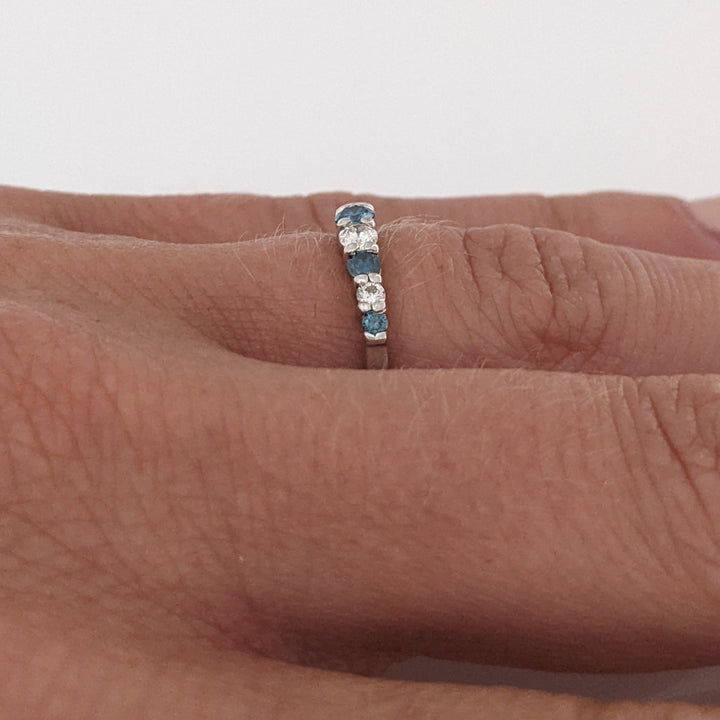 14K WHITE .36 CARAT TOTAL WEIGHT SI2 I DIAMOND ROUND (4) BLUE (5) ESTATE CURVED BAND 1.5 GRAMS