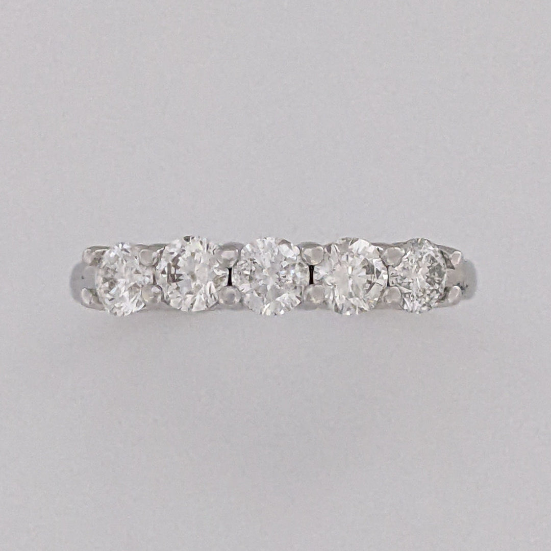 14K WHITE .85 CARAT TOTAL WEIGHT I1 I DIAMOND ROUND (5) ESTATE BAND 2.5 GRAMS