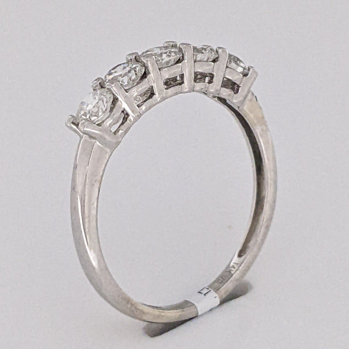 14K WHITE .85 CARAT TOTAL WEIGHT I1 I DIAMOND ROUND (5) ESTATE BAND 2.5 GRAMS