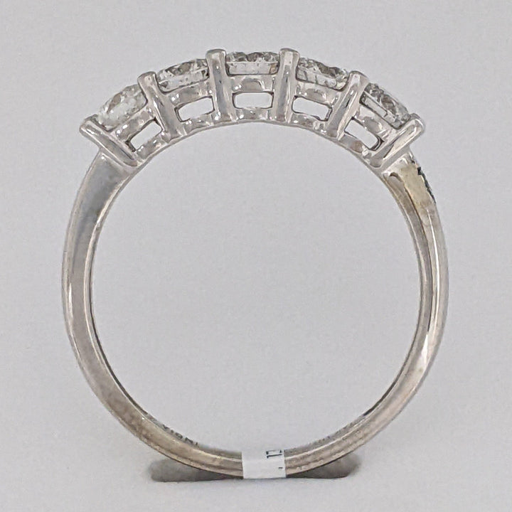 14K WHITE .85 CARAT TOTAL WEIGHT I1 I DIAMOND ROUND (5) ESTATE BAND 2.5 GRAMS