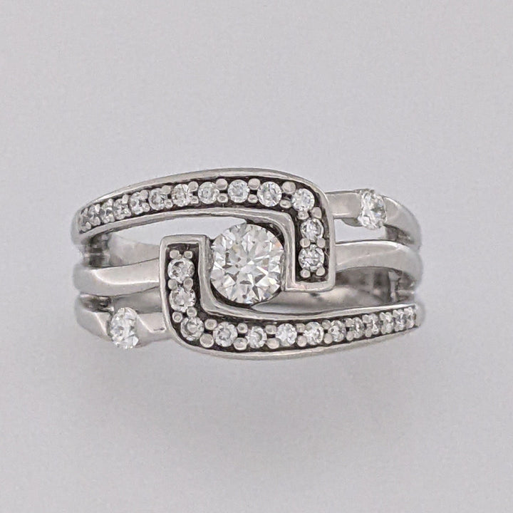14K WHITE .50 CARAT TOTAL WEIGHT SI1 H DIAMOND ROUND (29) OPEN TOP FREE FORM ESTATE RING 6.0 GRAMS