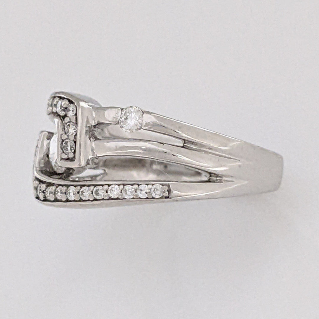 14K WHITE .50 CARAT TOTAL WEIGHT SI1 H DIAMOND ROUND (29) OPEN TOP FREE FORM ESTATE RING 6.0 GRAMS