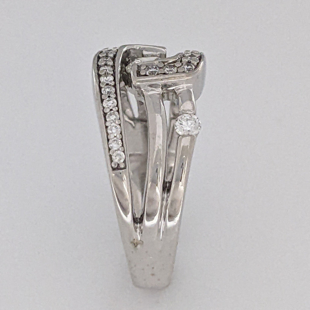 14K WHITE .50 CARAT TOTAL WEIGHT SI1 H DIAMOND ROUND (29) OPEN TOP FREE FORM ESTATE RING 6.0 GRAMS