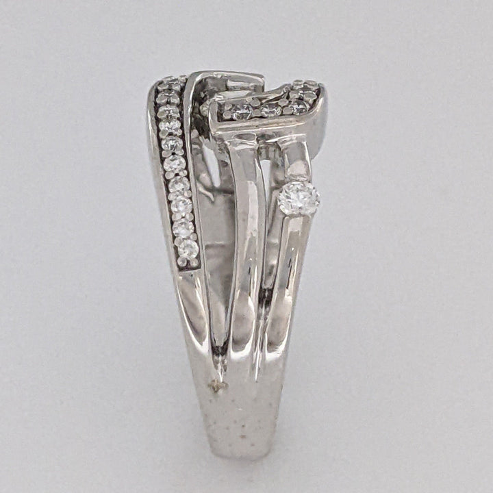 14K WHITE .50 CARAT TOTAL WEIGHT SI1 H DIAMOND ROUND (29) OPEN TOP FREE FORM ESTATE RING 6.0 GRAMS