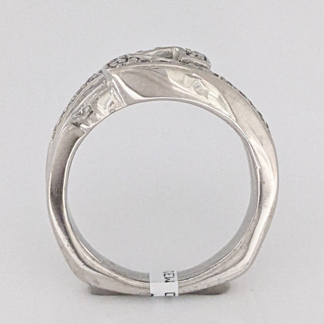 14K WHITE .50 CARAT TOTAL WEIGHT SI1 H DIAMOND ROUND (29) OPEN TOP FREE FORM ESTATE RING 6.0 GRAMS