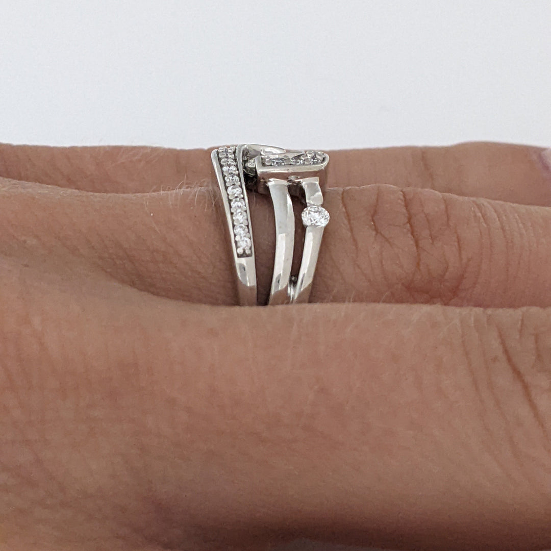 14K WHITE .50 CARAT TOTAL WEIGHT SI1 H DIAMOND ROUND (29) OPEN TOP FREE FORM ESTATE RING 6.0 GRAMS