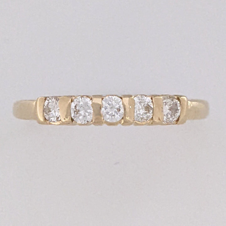 14K .24 CARAT TOTAL WEIGHT SI2 I DIAMOND ROUND (5) ESTATE BAR SET BAND 1.4 GRAMS