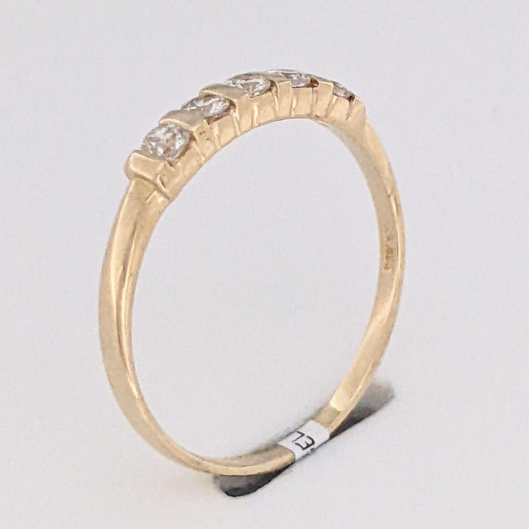 14K .24 CARAT TOTAL WEIGHT SI2 I DIAMOND ROUND (5) ESTATE BAR SET BAND 1.4 GRAMS