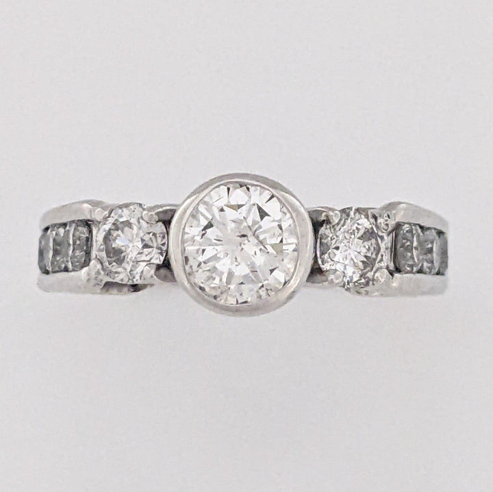 14K WHITE 2.11 CARAT TOTAL WEIGHT SI2-I1 H DIAMOND ROUND (9) ESTATE RING 5.9 GRAMS