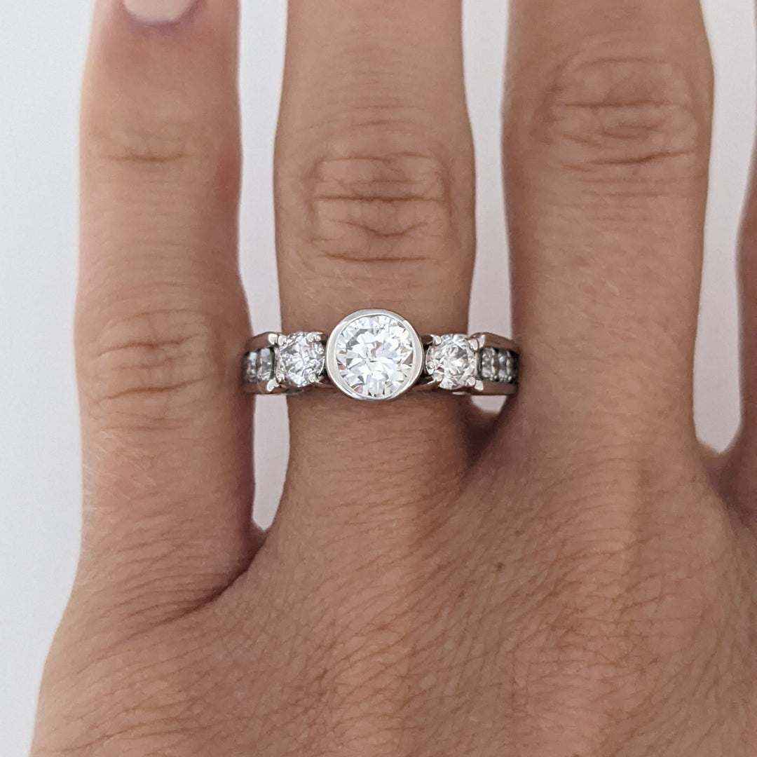 14K WHITE 2.11 CARAT TOTAL WEIGHT SI2-I1 H DIAMOND ROUND (9) ESTATE RING 5.9 GRAMS