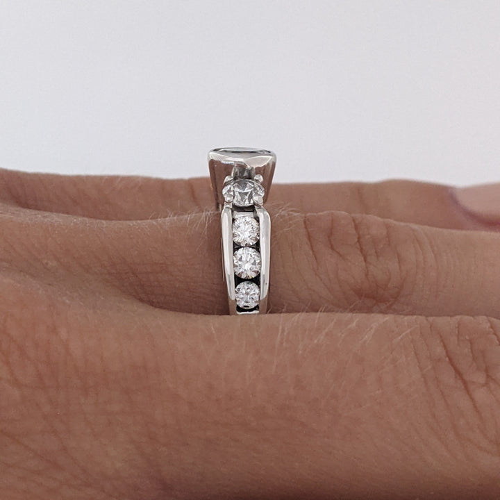 14K WHITE 2.11 CARAT TOTAL WEIGHT SI2-I1 H DIAMOND ROUND (9) ESTATE RING 5.9 GRAMS