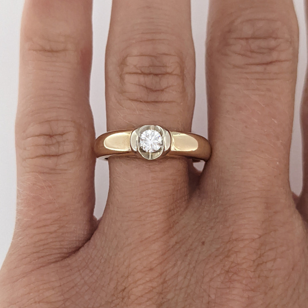 14K .20 CARAT TOTAL VS2 G DIAMOND ROUND TENSION SET SOLITAIRE ESTATE RING 4.6 GRAMS