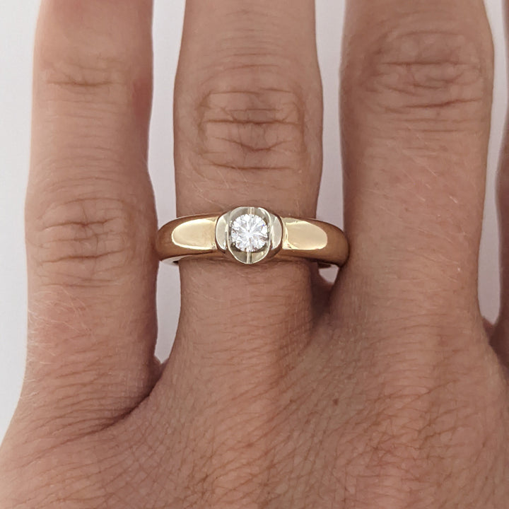 14K .20 CARAT TOTAL VS2 G DIAMOND ROUND TENSION SET SOLITAIRE ESTATE RING 4.6 GRAMS