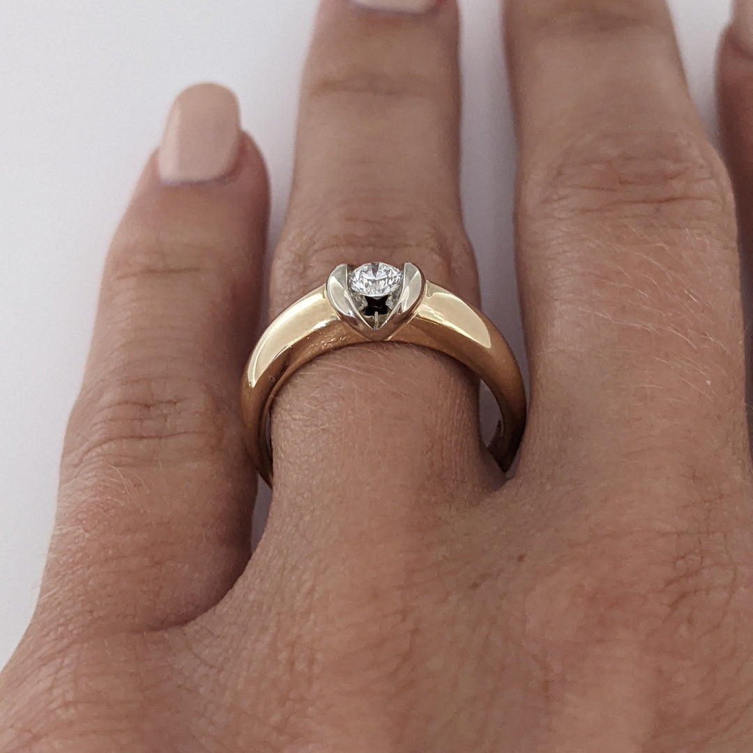 14K .20 CARAT TOTAL VS2 G DIAMOND ROUND TENSION SET SOLITAIRE ESTATE RING 4.6 GRAMS