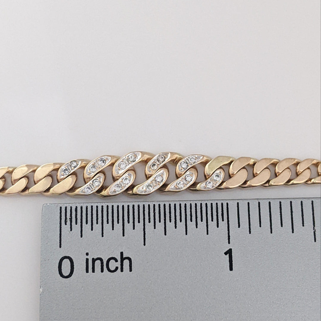 14K DIAMOND ROUND (20) GRADUATED S-LINK ESTATE BRACELET 9.3 GRAMS
