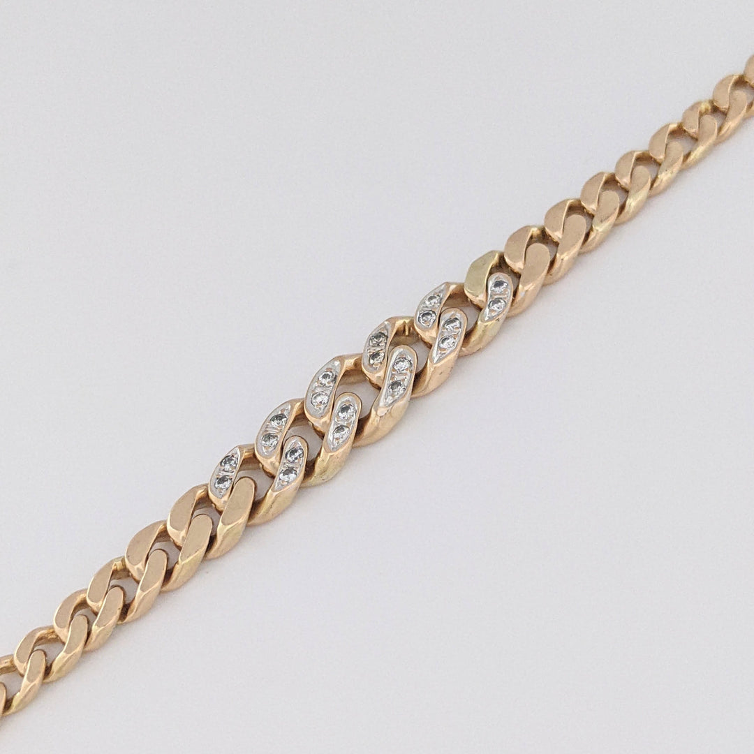 14K DIAMOND ROUND (20) GRADUATED S-LINK ESTATE BRACELET 9.3 GRAMS