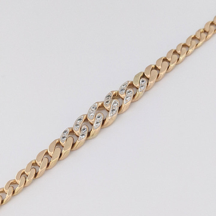 14K DIAMOND ROUND (20) GRADUATED S-LINK ESTATE BRACELET 9.3 GRAMS