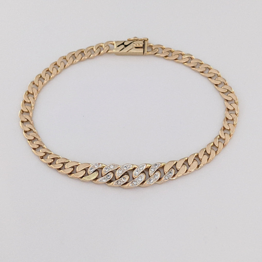 14K DIAMOND ROUND (20) GRADUATED S-LINK ESTATE BRACELET 9.3 GRAMS