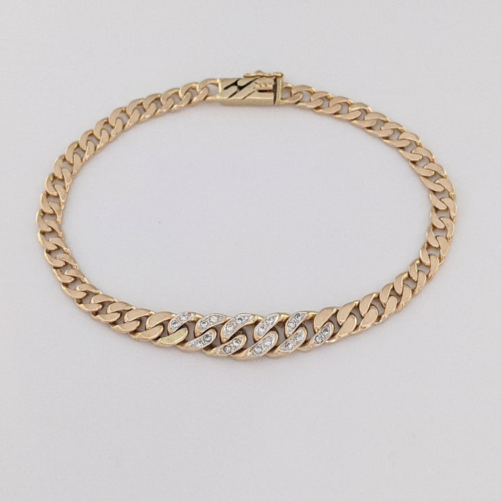 14K DIAMOND ROUND (20) GRADUATED S-LINK ESTATE BRACELET 9.3 GRAMS