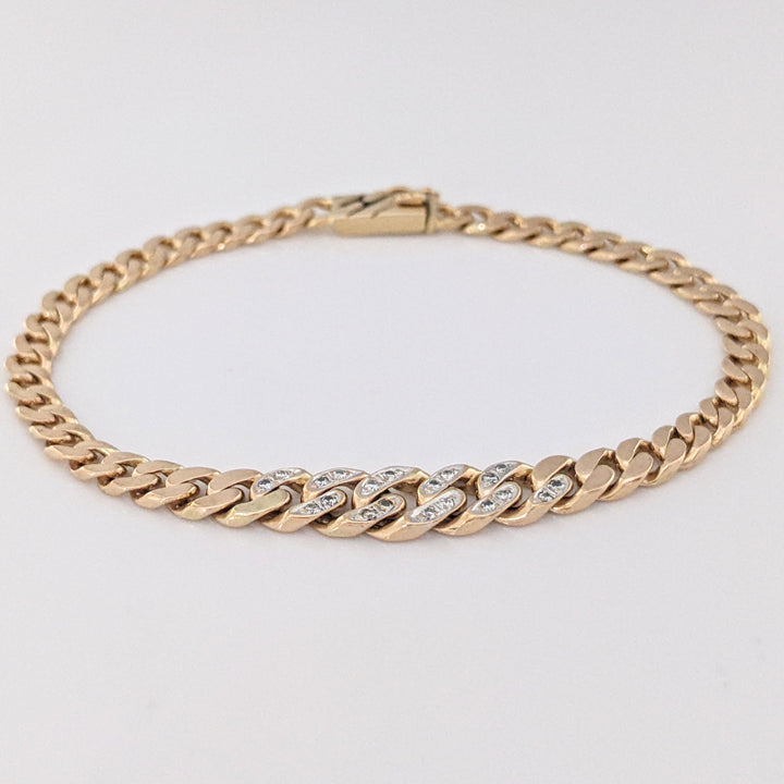 14K DIAMOND ROUND (20) GRADUATED S-LINK ESTATE BRACELET 9.3 GRAMS
