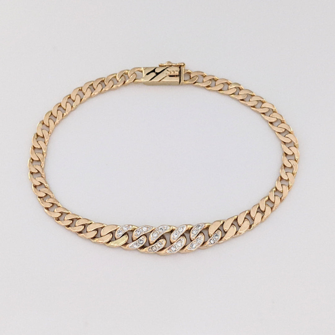 14K DIAMOND ROUND (20) GRADUATED S-LINK ESTATE BRACELET 9.3 GRAMS