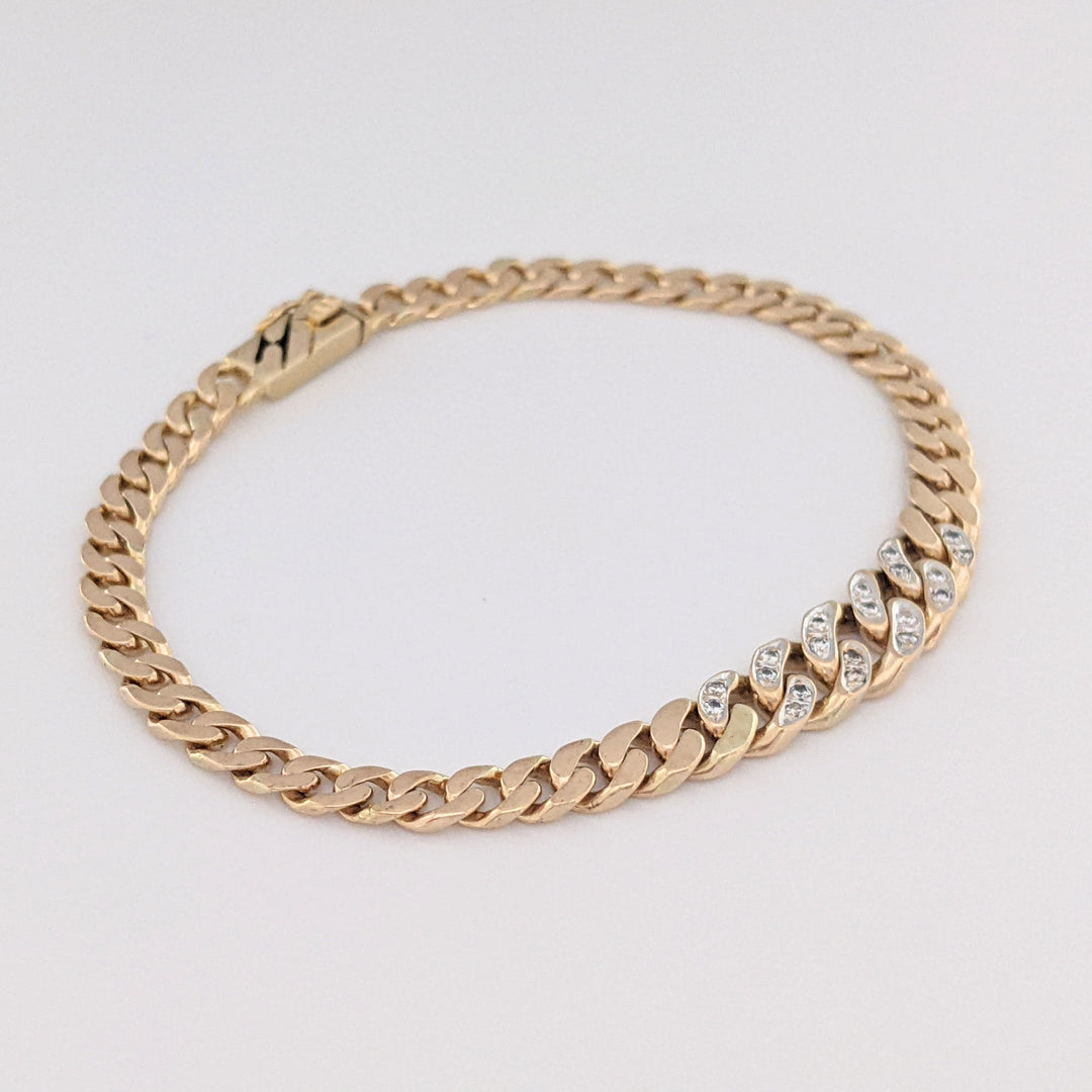 14K DIAMOND ROUND (20) GRADUATED S-LINK ESTATE BRACELET 9.3 GRAMS