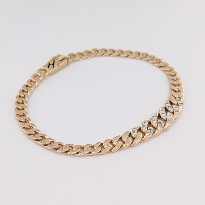 14K DIAMOND ROUND (20) GRADUATED S-LINK ESTATE BRACELET 9.3 GRAMS