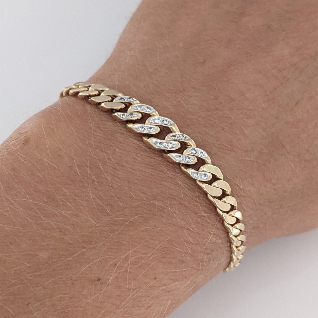 14K DIAMOND ROUND (20) GRADUATED S-LINK ESTATE BRACELET 9.3 GRAMS