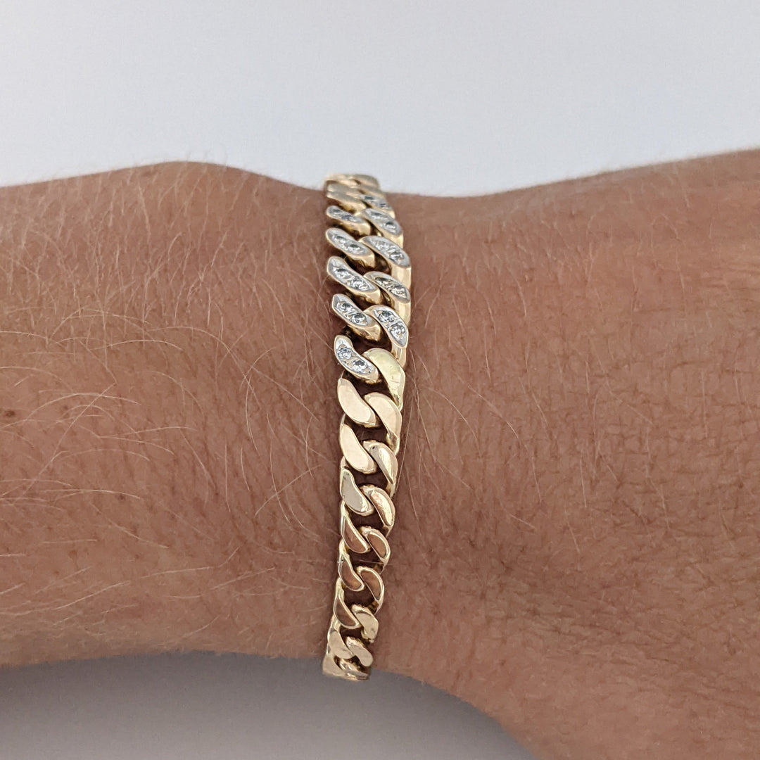14K DIAMOND ROUND (20) GRADUATED S-LINK ESTATE BRACELET 9.3 GRAMS