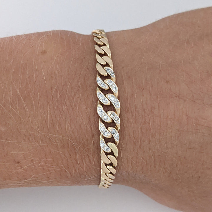 14K DIAMOND ROUND (20) GRADUATED S-LINK ESTATE BRACELET 9.3 GRAMS