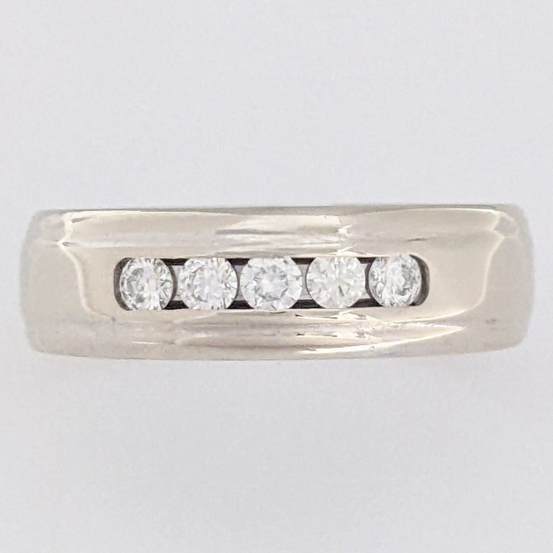 14K WHITE .25 CARAT TOTAL WEIGHT SI2 H DIAMOND ROUND (5) ESTATE CHANNEL SET BAND 6.4 GRAMS