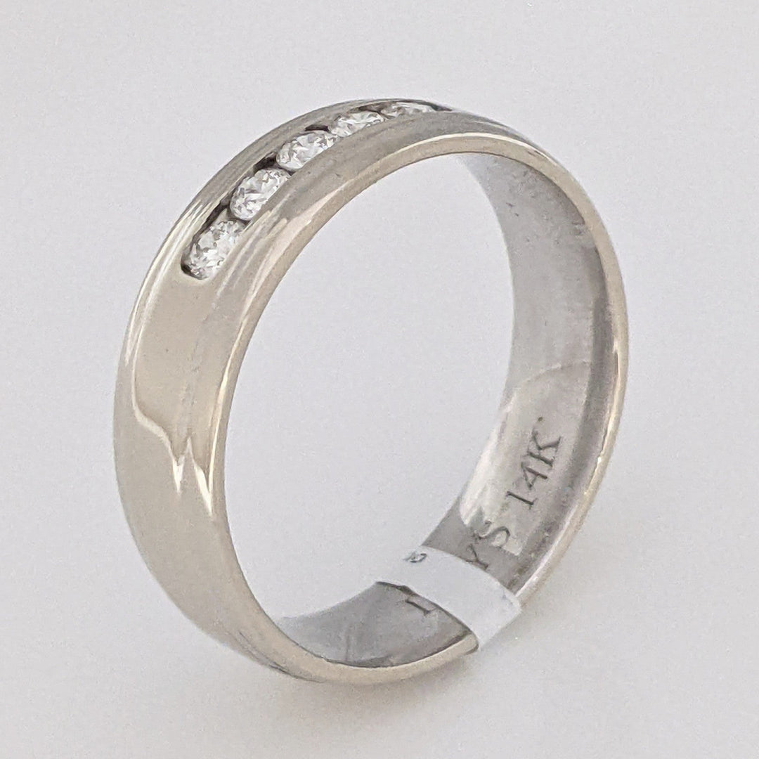 14K WHITE .25 CARAT TOTAL WEIGHT SI2 H DIAMOND ROUND (5) ESTATE CHANNEL SET BAND 6.4 GRAMS