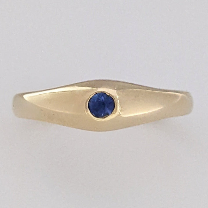 14K SAPPHIRE ROUND 2.2MM BEAD SET ESTATE RING 2.8 GRAMS
