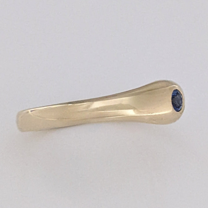 14K SAPPHIRE ROUND 2.2MM BEAD SET ESTATE RING 2.8 GRAMS