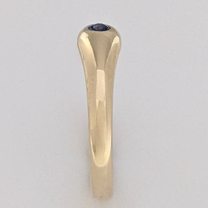 14K SAPPHIRE ROUND 2.2MM BEAD SET ESTATE RING 2.8 GRAMS