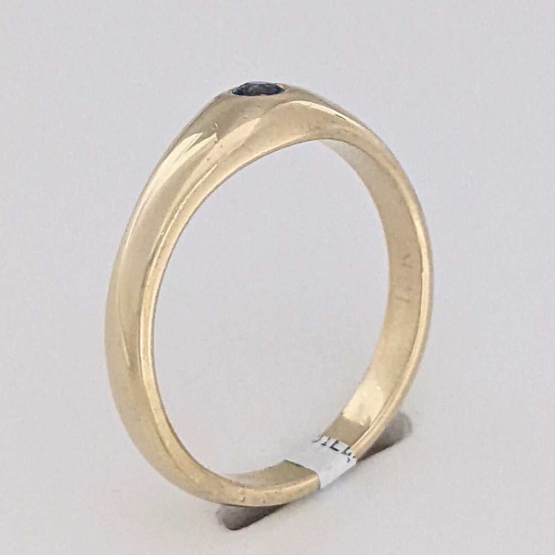 14K SAPPHIRE ROUND 2.2MM BEAD SET ESTATE RING 2.8 GRAMS