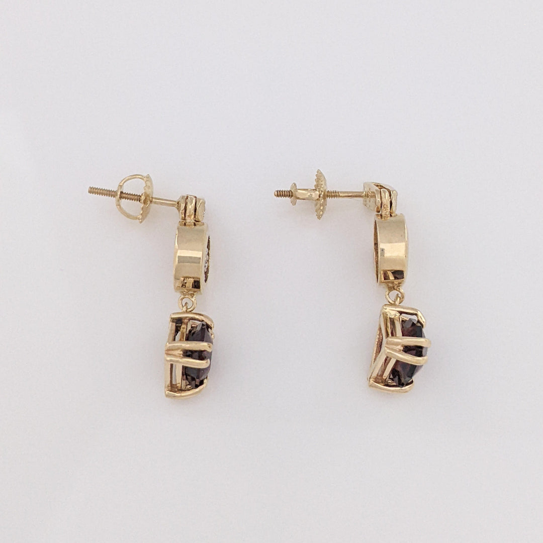 14K GARNET TRILLION CUT 9MM (3) WITH (30) MELEE ESTATE EARRING, PENDANT &amp; CHAIN ESTATE SET 14.1 GRAMS