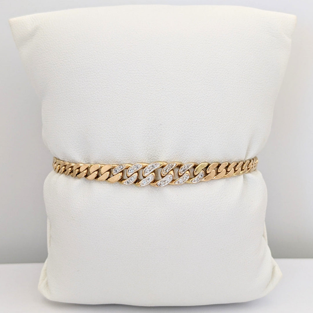 14K DIAMOND ROUND (20) GRADUATED S-LINK ESTATE BRACELET 9.3 GRAMS