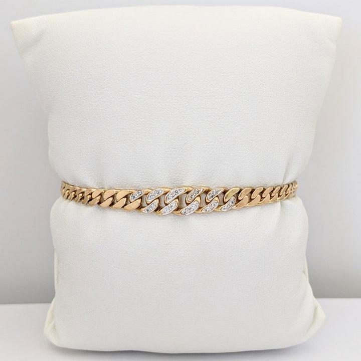 14K DIAMOND ROUND (20) GRADUATED S-LINK ESTATE BRACELET 9.3 GRAMS